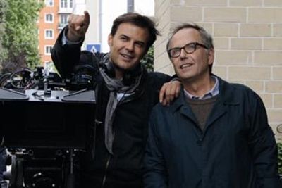 François Ozon with Fabrice Luchini on the set of in the House