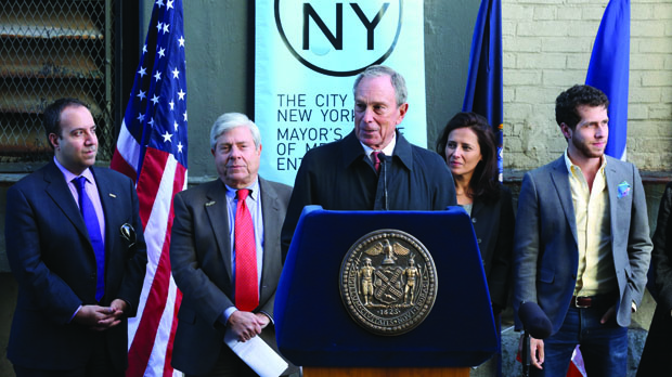 Mayor Marty Markowitz, Mayor Michael Bloomberg and IFP Executive Director Joana Vicente announce the “Made in NY” Media Center
