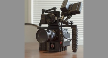 Blackmagic Pocket camera mounted on top of RED Scarlet