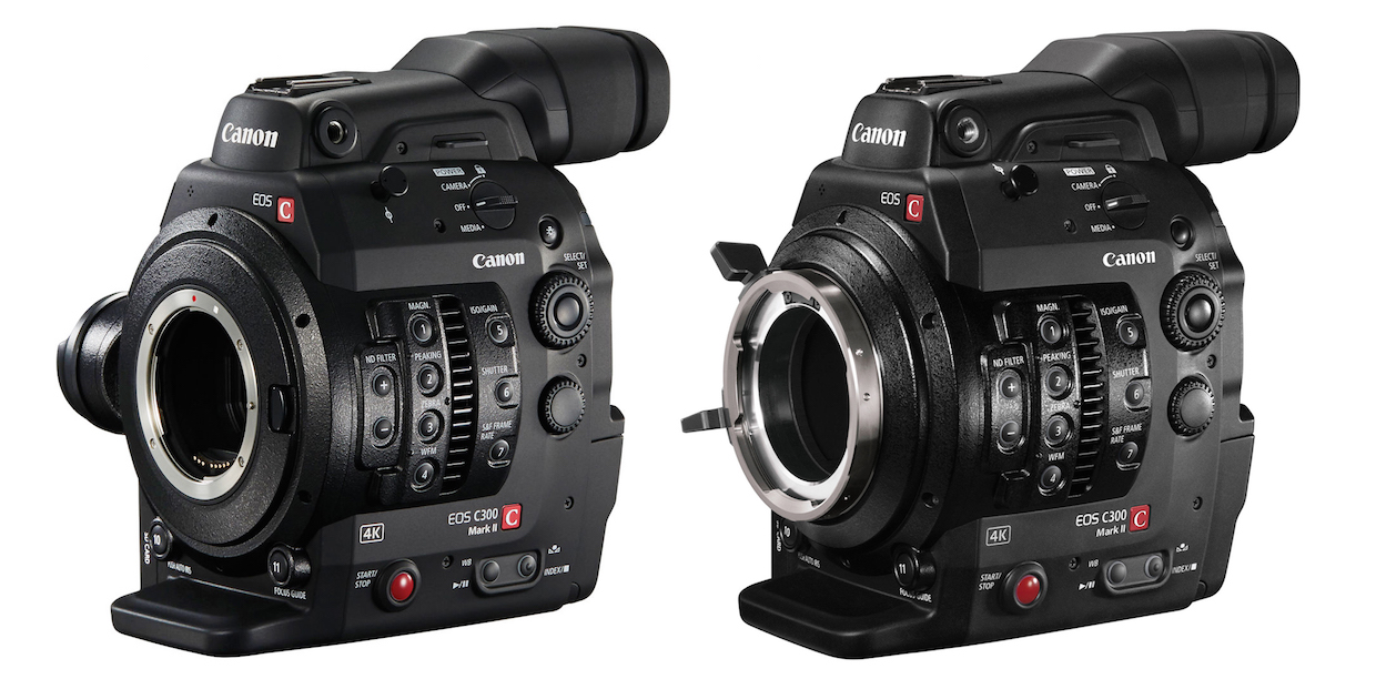 The Canon EOS C300 Mark II in EF and PL Mount versions. While the original C300 was a good camera, this is a great camera. Where to start? Dual Pixel phase-detection autofocus (it’s the best there is), a new H.264 XF AVC codec that internally records 4K at 10-bit 4:2:2, or 2K/HD at 12-bit 4:4:4, and outputs 10-bit 4K RAW via 3G-SDI. It could almost be called the C500 Mark II.