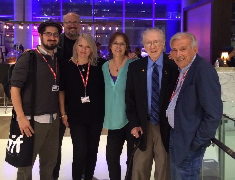 At the TIFF premiere of A Cool Sound from Hell: (left to right) author Daniel Kremer, Toronto-based film editor Saul Pincus, friend Karen Porter, Holly Nimmons, jazz legend Phil Nimmons, who composed Cool Sound's score, and director Sidney J. Furie