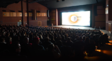 A crowd attends a screening at the Sundance Film Festival