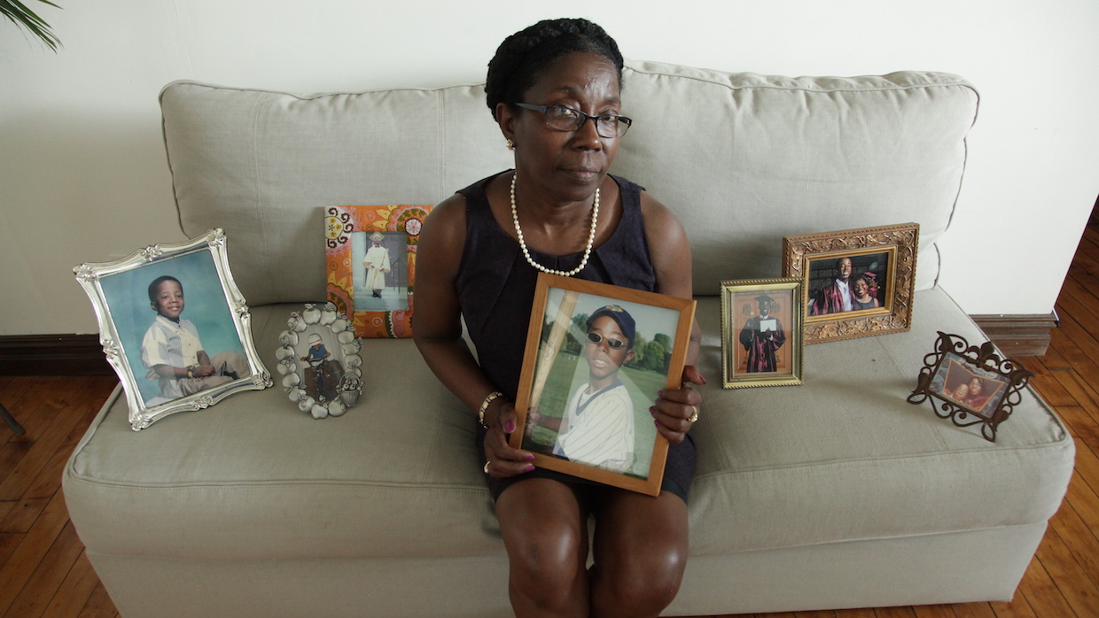 A woman mourns her loved one in Byron Hurt's Hazing