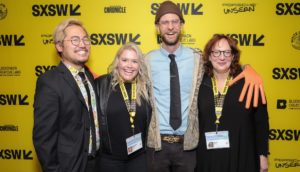 Top (L-R) Daniel Kwan, Claudette Godfrey, Daniel Scheinert, and Janet Pierson at the opening night premiere of "Everything Everywhere All At Once" during SXSW 2022