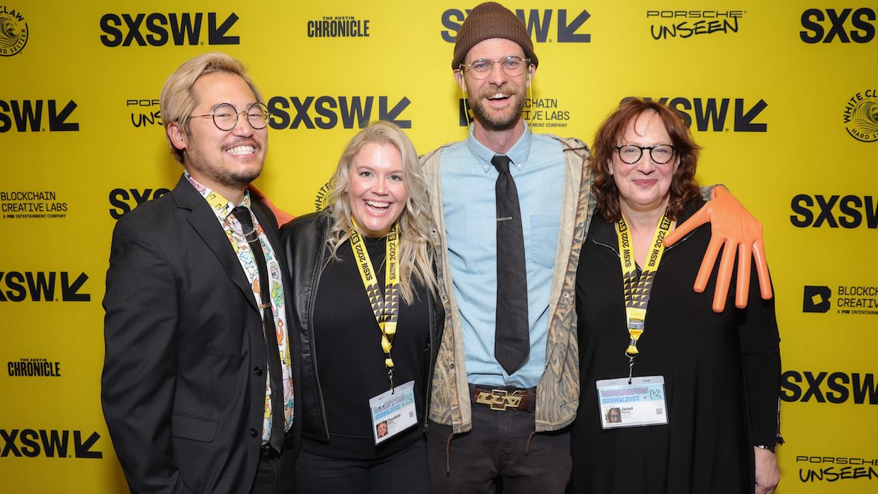 Top (L-R) Daniel Kwan, Claudette Godfrey, Daniel Scheinert, and Janet Pierson at the opening night premiere of "Everything Everywhere All At Once" during SXSW 2022