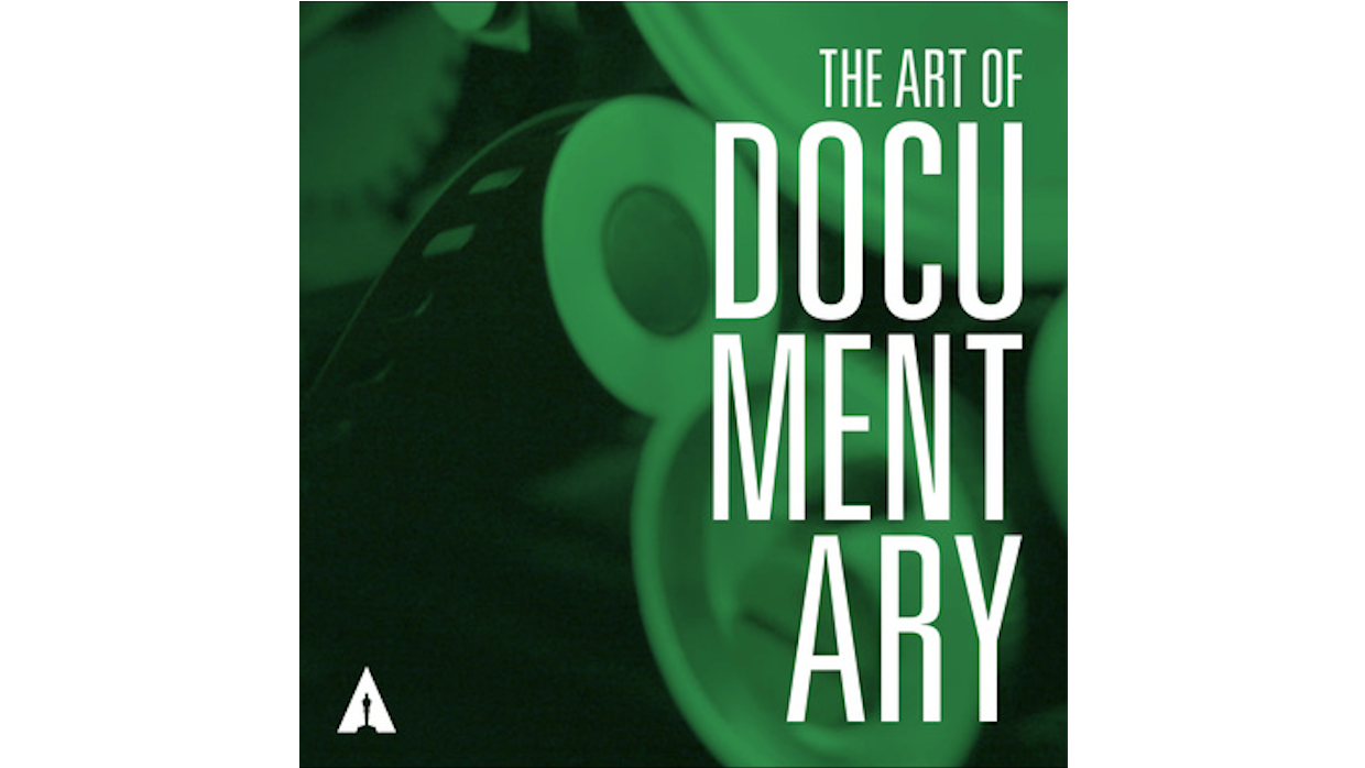 White text on a black and green background that reads "The Art of the Documentary"