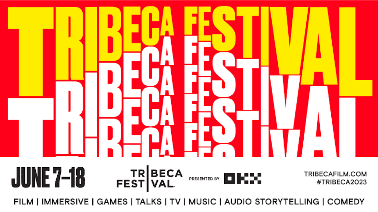 The Tribeca Festival logo, with yellow and white text reading "Tribeca Festival" over a red background.
