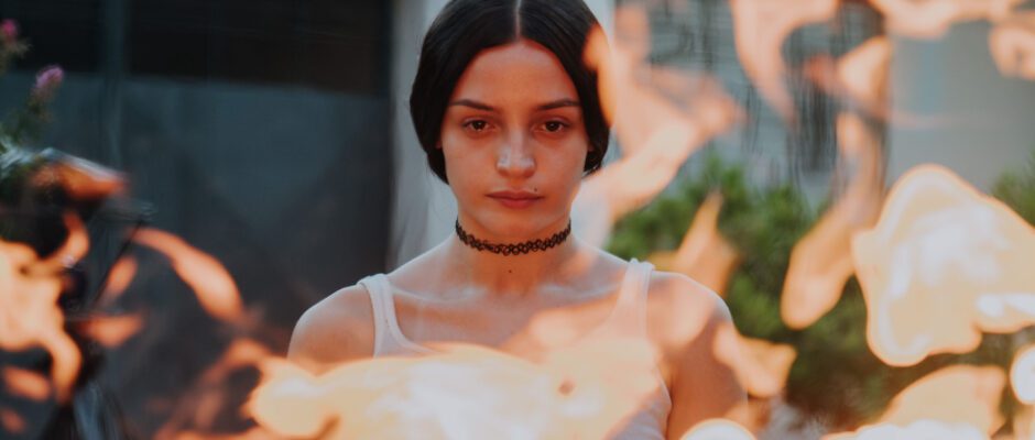 Close-up of a Latina girl wearing white